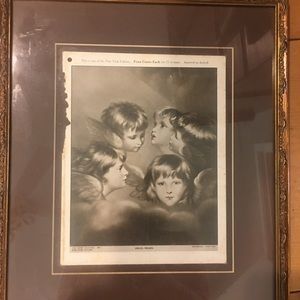 Framed  gilt print Angel Heads